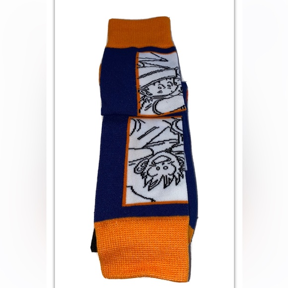 Dragonball Z Crew Socks 2 Pair Men 8-12 Blue Orange Black Goku & Gohan Anime NEW - Picture 6 of 12